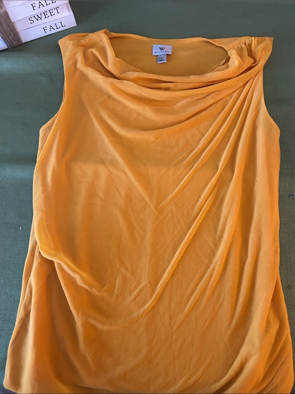 W by Worth Orange Sleeveless Cowl Neck Camisole